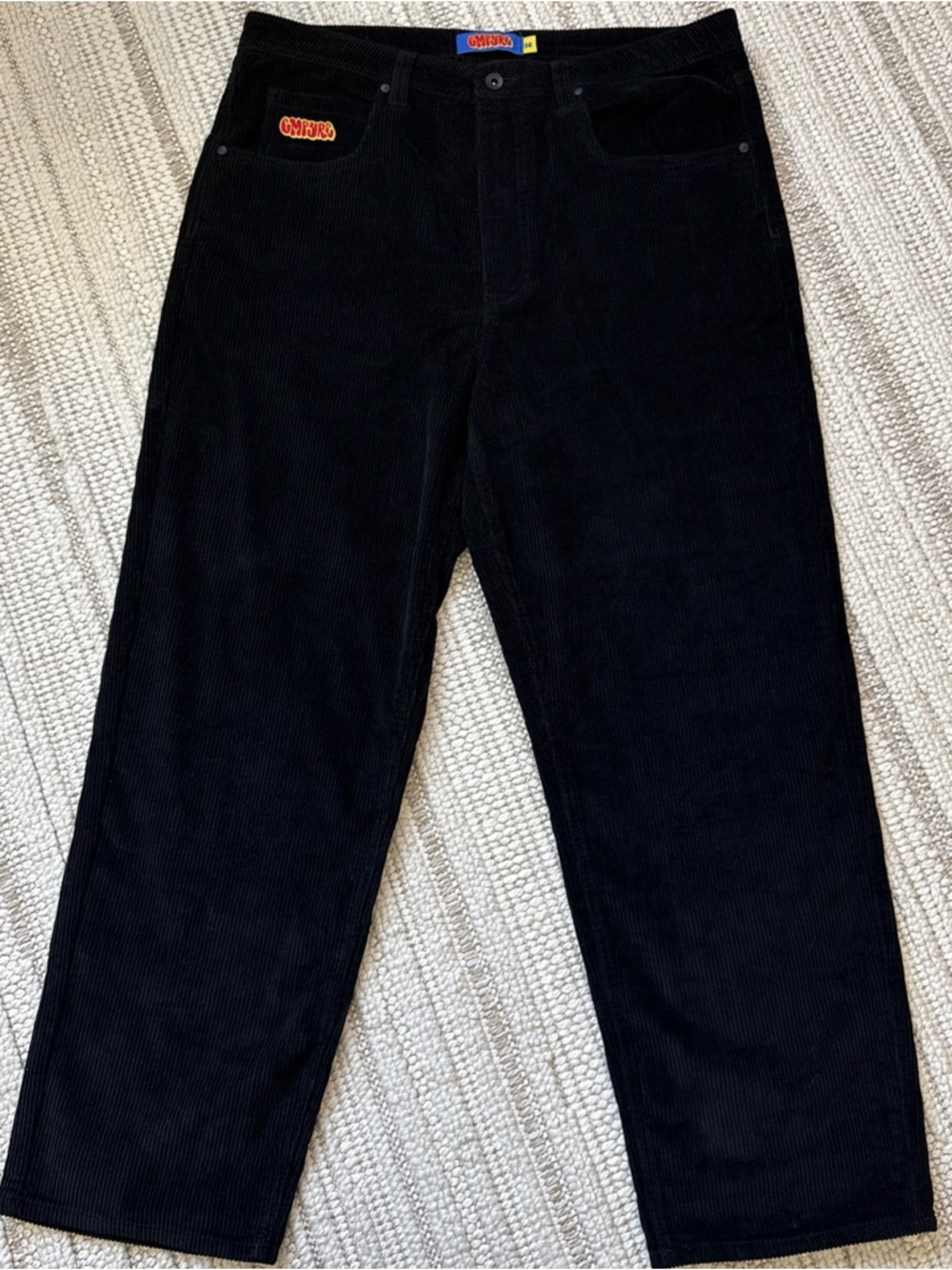 EMPYRE Relax Corduroy Pants Black 36 Y2K Skate Streetwear Baggy